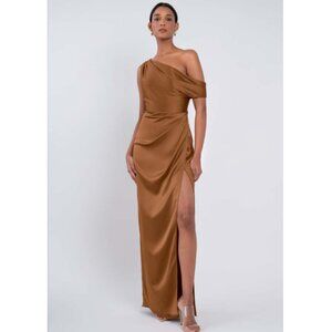 Bronze Draped Off the Shoulder Gown Style Erin Size 14